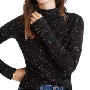 Madewell Black Speckled Wool Blend Mockneck Sweater Size XS